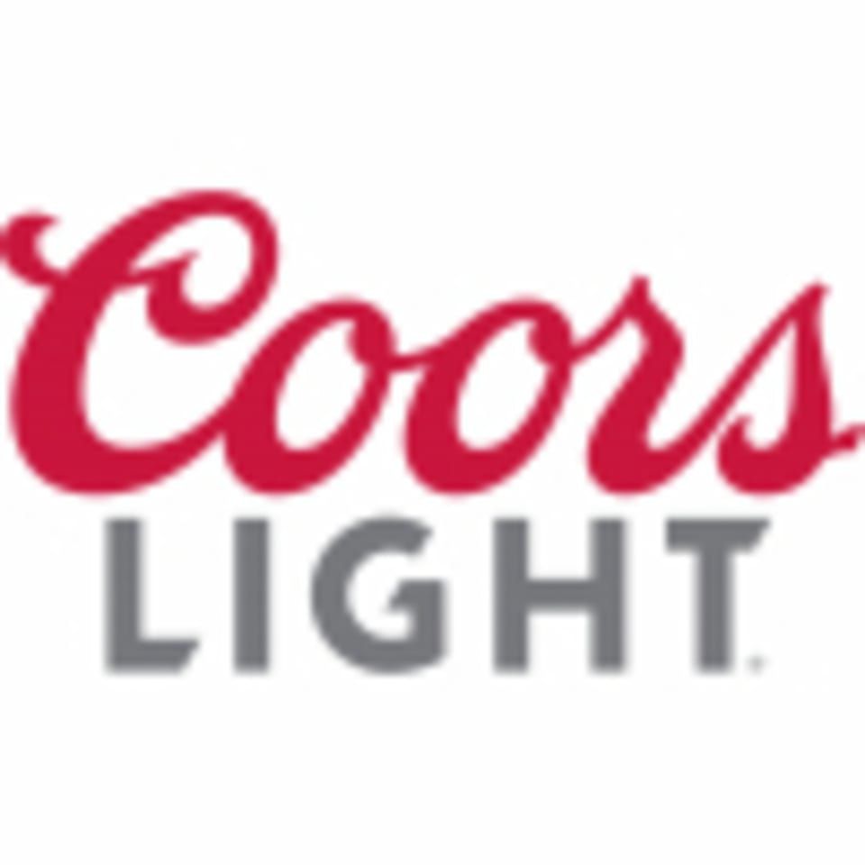Coors Light logo with "Coors" in red script and "LIGHT" in gray block letters.