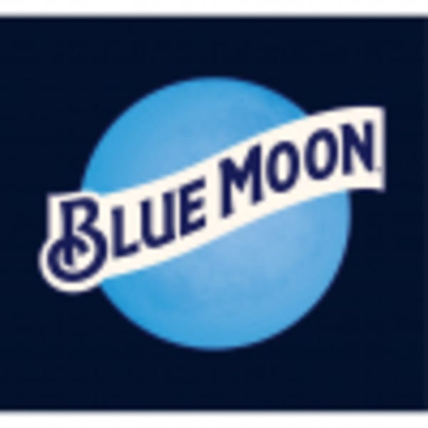 Blue Moon beer logo, featuring a blue circle with "BLUE MOON" written across it.