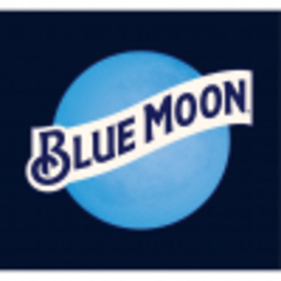 Blue Moon beer logo, featuring a blue circle with "BLUE MOON" written across it.