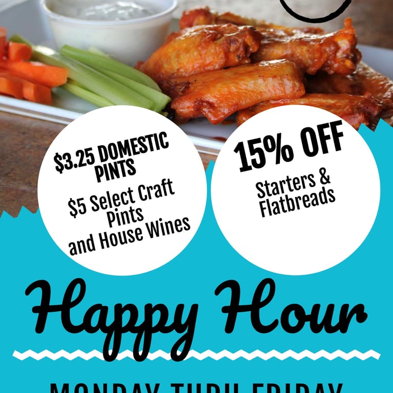 Happy Hour Monday to Friday 4:30pm to 6:30pm