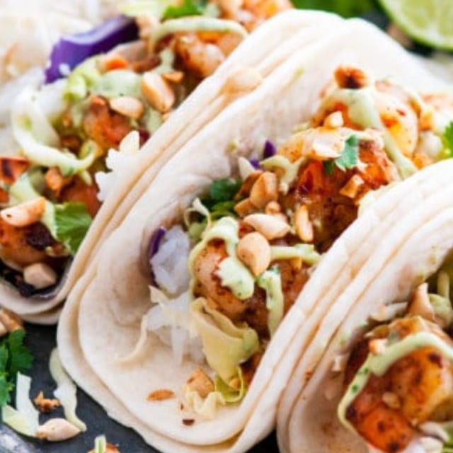 Two Spicy Shrimp Tacos.
