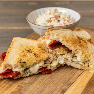 Chicken and Basil Pesto Grilled Cheese